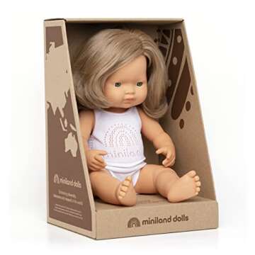Miniland Doll 15'' Caucasian Dirty Blond Girl (Box) - Made in Spain, Anatomically Correct, Quality