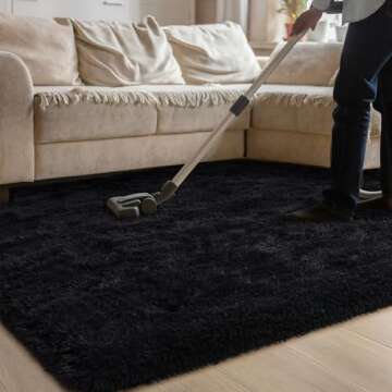 HOMORE Rugs for Living Room 5x8 Black Area Rug, Big Fluffy Shag Rugs for Bedroom, Super Soft Large Living Room Rug, Cute Kids Rug for Kids Bedroom, Modern Carpets for Indoor Room Decor
