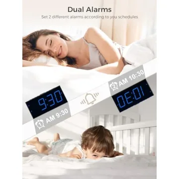 Digital Dual Alarm Clock with USB Charger & Bright Display