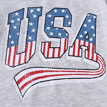 BOUTIKOME Toddler Baby 4th of July Outfit Boy Girl Oversized Romper USA Shirts Shorts Set American Flag Matching Clothes