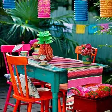 Vibrant Mexican Table Runner with Tassels for Festive Occasions