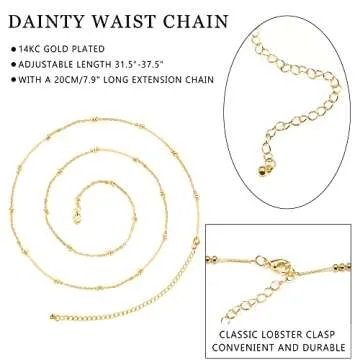 FIBO STEEL Adjustable 18K Gold Waist Chains for Women