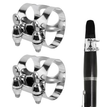 2pcs Clarinet Ligature, Premium Metal Clarinet Ligature B Flat with Adjustable Screw Clarinet Mouthp...