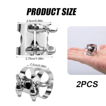 2pcs Clarinet Ligature, Premium Metal Clarinet Ligature B Flat with Adjustable Screw Clarinet Mouthpiece Ligature Easy To Use Clarinet Ligature Practical Accessories