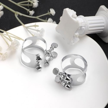 2pcs Clarinet Ligature, Premium Metal Clarinet Ligature B Flat with Adjustable Screw Clarinet Mouthpiece Ligature Easy To Use Clarinet Ligature Practical Accessories