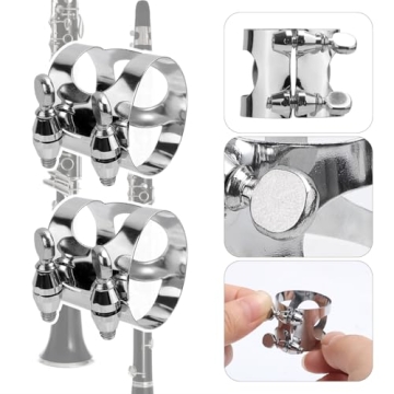 2pcs Clarinet Ligature, Premium Metal Clarinet Ligature B Flat with Adjustable Screw Clarinet Mouthpiece Ligature Easy To Use Clarinet Ligature Practical Accessories