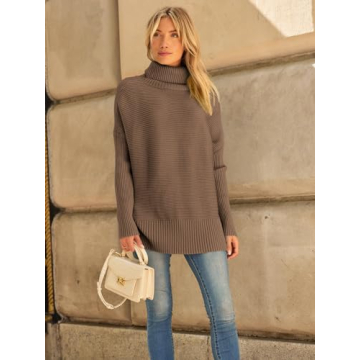 LILLUSORY Women's Oversized Turtleneck Sweater for Winter