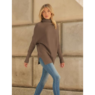 LILLUSORY Women's Oversized Turtleneck Sweater for Winter