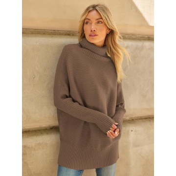 LILLUSORY Women's Oversized Turtleneck Sweater for Winter