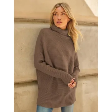 LILLUSORY Women's Oversized Turtleneck Sweater for Winter