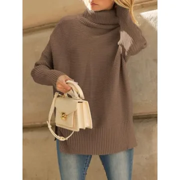 LILLUSORY Women's Oversized Turtleneck Sweater for Winter