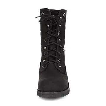 DREAM PAIRS Women's Montreal All Black Faux Fur Winter Combat Boots Ankle Bootie Size 7 B(M) US