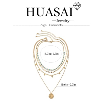 Trendy Gold Layered Turquoise Necklace for Women