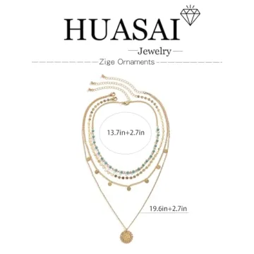 Trendy Gold Layered Turquoise Necklace for Women