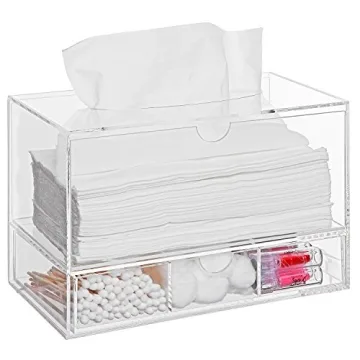 Modern Clear Acrylic Bathroom Tissue Dispenser with Drawer