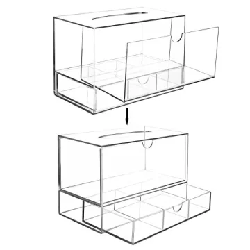 Modern Clear Acrylic Bathroom Tissue Dispenser with Drawer