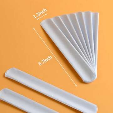 HappyHapi 42 Pack Slap Bracelets White, 8.7 x 1.2 Inch DIY Slap Bands Party Favors for Birthday,Hall...