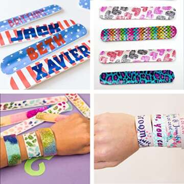 HappyHapi 42 Pack Slap Bracelets White, 8.7 x 1.2 Inch DIY Slap Bands Party Favors for Birthday,Halloween,Christmas, Blank Soft Wristband School Craft Projects, DIY Painting, Corsage, Vinyl Wrapping