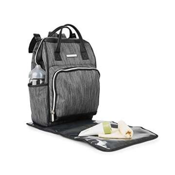 Bananafish Diaper Bag - Multi-Function Design Nappy Bag for Baby Care or Travel - Carry or Wear as Backpack - Large Capacity in Trendy, Stylish Design, Dark Grey