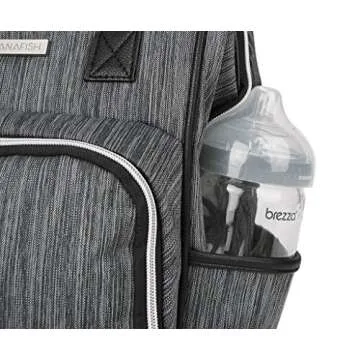 Bananafish Diaper Bag - Multi-Function Design Nappy Bag for Baby Care or Travel - Carry or Wear as Backpack - Large Capacity in Trendy, Stylish Design, Dark Grey