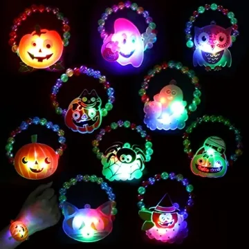 CCINEE 10pcs Halloween LED Bracelets - Fun Light Up Toys for Kids