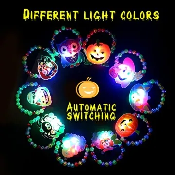 CCINEE 10pcs LED Halloween Bracelets for Kids Glow
