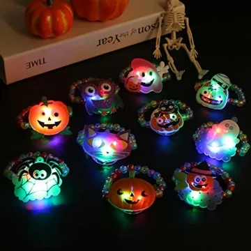 CCINEE 10pcs LED Halloween Bracelets for Kids Glow