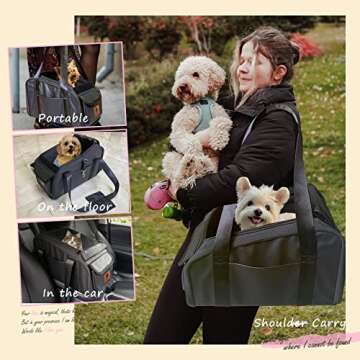 Ximei Dog Booster Car Seat ON Car Armrest Center Console Dog Pet Booster Car Seat Dog Cat Travel Sea...