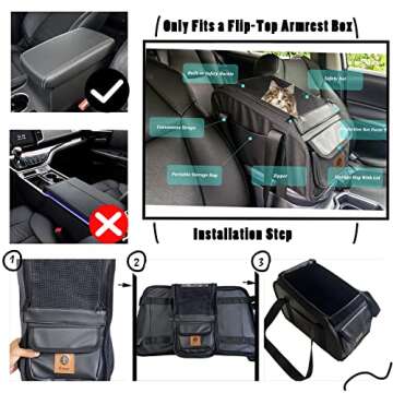 Ximei Dog Booster Car Seat ON Car Armrest Center Console Dog Pet Booster Car Seat Dog Cat Travel Seat Puppy Console for SUV Secure Safety Seat Perfect for Small Dogs Cats (PU for Fold)