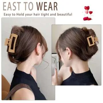 12 Pack Hair Clips，Large Rectangle For Women(4in），Medium Square Claw for Thin Hair（2in），Matte claw Thick Hair, Neutral Colors and Strong Hold Jaw clips.