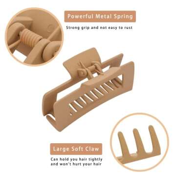 12 Pack Hair Clips，Large Rectangle For Women(4in），Medium Square Claw for Thin Hair（2in），Matte claw Thick Hair, Neutral Colors and Strong Hold Jaw clips.