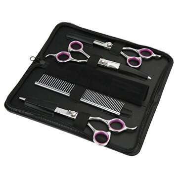 GEMEK Pet Cat Dog Grooming Scissors Set 4 Pieces Stainless Steel Professional Pet Trimmer Kit - 7.5 ...