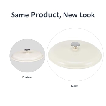 Amazon Basics Cast Iron Dutch Oven Pot with Lid, Enameled, Round, Dual Handles, Heavy-Duty, Medium, 6-Quart, White