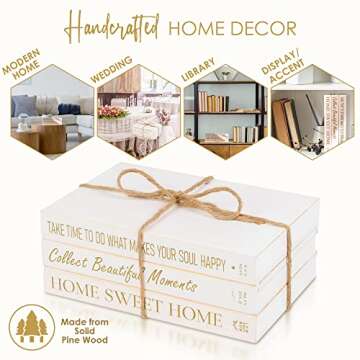 DecoVous 3 Pcs Faux Decorative Books for Home Decor Coffee Table Bookshelf - Display Fake Books for ...