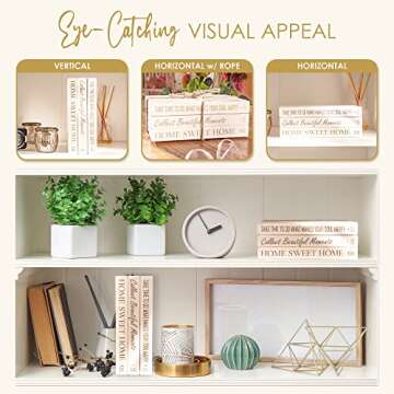 DecoVous 3 Pcs Faux Decorative Books for Home Decor Coffee Table Bookshelf - Display Fake Books for Decoration - Natural Wood Book Stack Decor w/Storage - Rustic Farmhouse Accent Entryway Decor Books