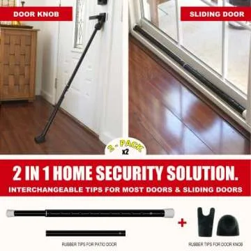 SECURITYMAN 2-in-1 Door Security Bar & Sliding Patio Door Security Bar (2 Pack) via Interchangeable ...