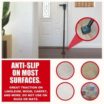 SECURITYMAN 2-in-1 Door Security Bar & Sliding Patio Door Security Bar (2 Pack) via Interchangeable Caps - Heavy Duty Iron Construction Door Stoppers for Home, Apartment, Travel Hotel - Black