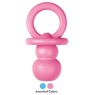 KONG Puppy Binkie - Pacifier Dog Toy for Puppies - Stuffable Chew Toy for Puppy Playtime - Durable Natural Rubber Dog Treat Toy for Teething Puppy - for Small Puppies - Blue