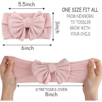 Makone Baby Bows Headband Newborn Hairbands Stretchy Nylon Child Hair Accessories Hair Bow Headband for Infant Toddler Baby Girls 5.5 inch, 6pcs