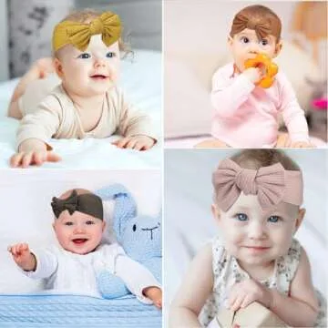 Makone Baby Bows Headband Newborn Hairbands Stretchy Nylon Child Hair Accessories Hair Bow Headband for Infant Toddler Baby Girls 5.5 inch, 6pcs