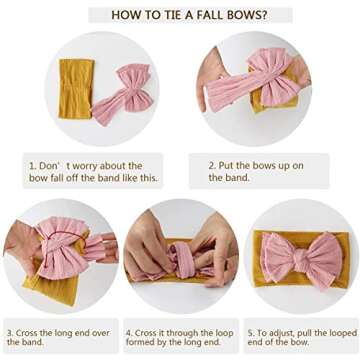 Makone Baby Bows Headband Newborn Hairbands Stretchy Nylon Child Hair Accessories Hair Bow Headband for Infant Toddler Baby Girls 5.5 inch, 6pcs