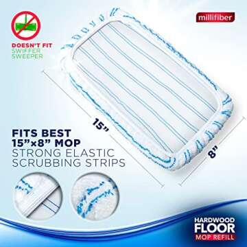 Millifiber Microfiber Mop Refills – 15x8 Inches, 3-Pack - Eco-Friendly Cleaning Solution