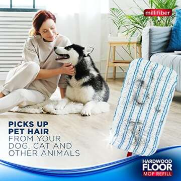 Millifiber Microfiber Mop Refills 15x8 Inches, 3-Pack