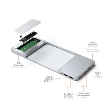 Satechi USB C Slim Dock for 24” iMac with Tool-Free Enclosure for M.2 PCIe NVMe and SATA SSDs– U...