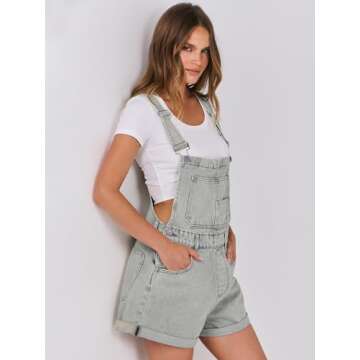 Stylish ANRABESS Women's Denim Shorts Overalls for Summer