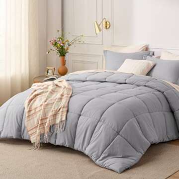 Bedsure Twin Comforter Set - Grey Basket Weave Down Alternative Comforter Set Twin/Twin XL Size, Lightweight All Season Bedding Set with 1 Pillow Sham