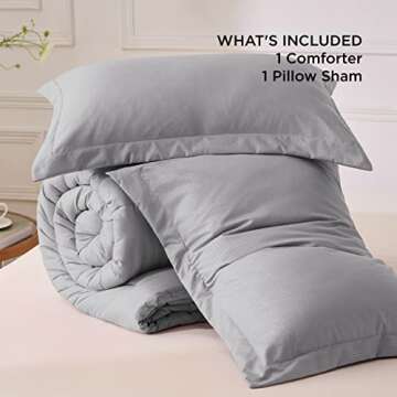 Bedsure Twin Comforter Set - Grey Basket Weave Down Alternative Comforter Set Twin/Twin XL Size, Lightweight All Season Bedding Set with 1 Pillow Sham