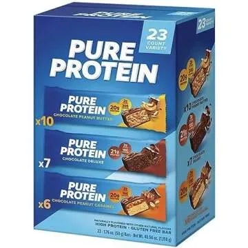 Pure Protein Bars, Nutrient Rich Snacks with High Protein for Energy Support, Minimal Sugar, Gluten-Free, Variety Pack (In NEYUM Packaging) (23 Pack)
