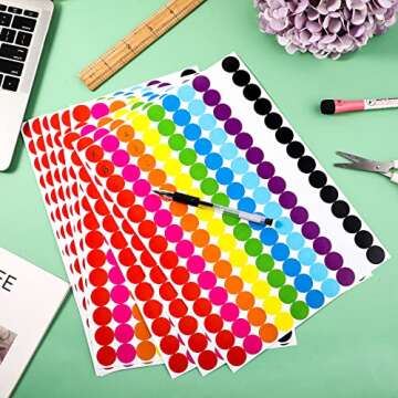 Boao Round Dot Stickers 3/4 Inch Diameter Circle Dot Coding Labels Multicolor, Polka Circle Assorted Colors Sticker for Classroom, Office or Family(5600 Pieces)