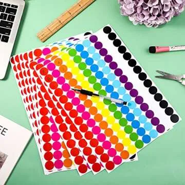 Boao Round Dot Stickers 3/4 Inch Diameter Circle Dot Coding Labels Multicolor, Polka Circle Assorted Colors Sticker for Classroom, Office or Family(5600 Pieces)